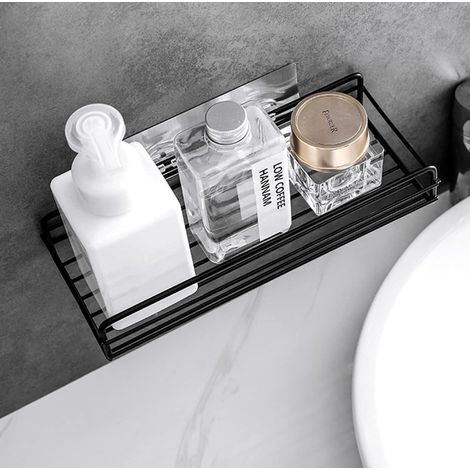 Porte-shampooing adhésif sans perçage pour salle de bain et cuisine, étagère murale pour pots d’épices et produits (1/5)