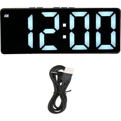 Réveil numérique multifonction avec grand écran, style moderne, affichage de température et miroir LED pour chambre à coucher (1/5)