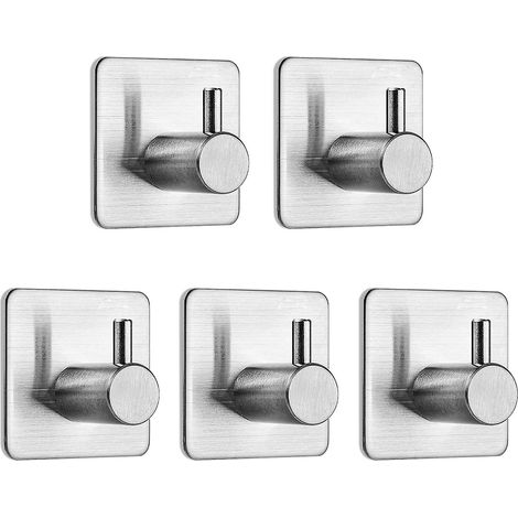 Set mit 5 selbstklebenden Türhaken aus Edelstahl für Küche, Bad, Büro und Toilette (1/5)
