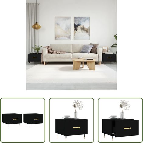 Holzwerkstoff -  Couchtische 2 Stk. Schwarz 50x50x40 cm Holzwerkstoff (1/5)