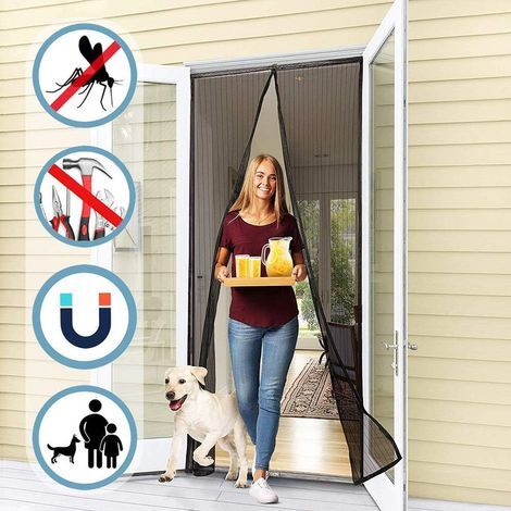 Magnetic Mosquito Net for Door Anti-Insect Balcony Curtain Automatic Closing Adhesive Mounting Ultra Fine Mesh No Drilling Easy Installation Perfect for Balcony Door, Cellar, Terrace 100210 (1/5)