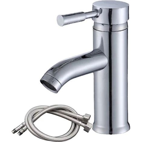 Robinet Salle Bain Mitigeur Lavabo, Mélangeur Eau Froide et Chaude (1/4)