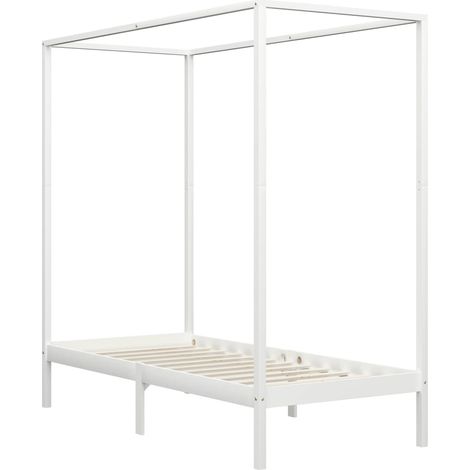 Maison Exclusive - Himmelbett-Gestell Weiß Massivholz Kiefer 100