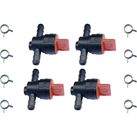Pièce compatible pour Lot de 4 valves d'arrêt de carburant de 6,35 mm avec pinces à ressort pour tondeuse à gazon 698183, 698181, 697947, 494768, 493960, 5019H et 5019K (1/2)