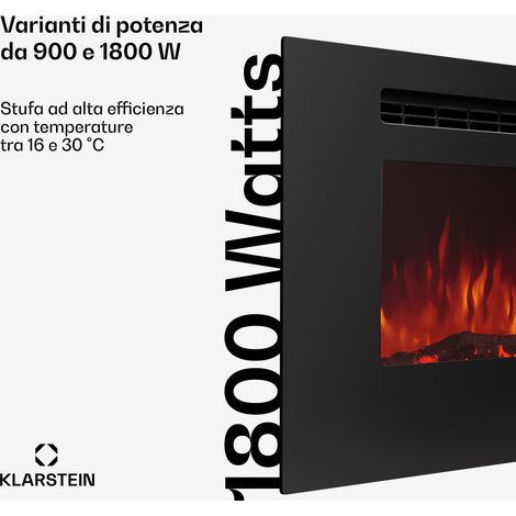 Klarstein Galeras 178 - Camino elettrico da parete, 1800W, LED