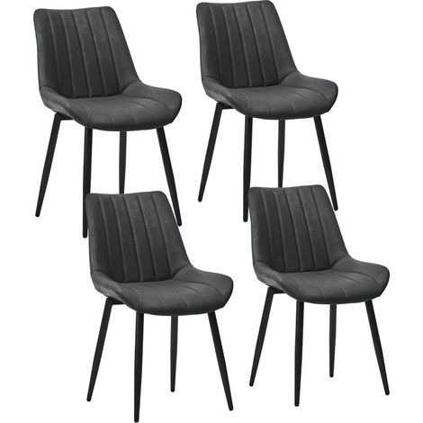 Dining Chairs Set of 4 Faux Leather Modern Kitchen Chairs with Metal Legs and Upholstered Backrest Counter Corner Chairs for Dining Reception Living Room Grey