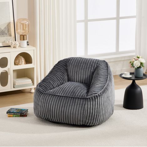 Sitzsack aus Cord mit Memory-Schaum, 98 x 92 x 73 cm, dunkelgrau OKMYHOME (1/5)