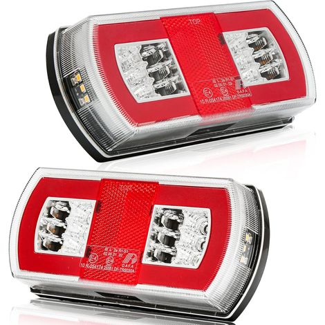 2PCS Feux Arrières De Remorque LED 4Fonction Feux Remorque LED 12/24V Ensemble,Lampe Lumière D'Immatriculation Feu,Lumière De Position à Effet Néon Feu Arrière Étanche Imperméable (1/5)