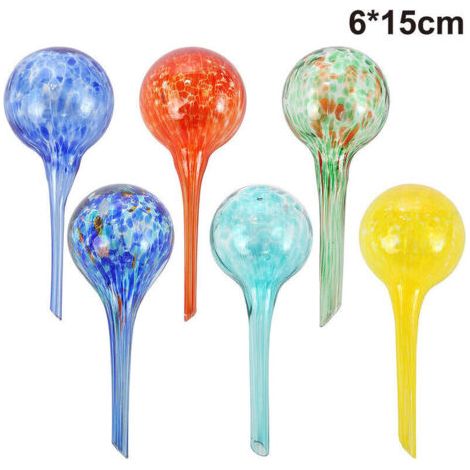 Boule d'arrosage colorée Arrosage de fleurs à partir d'un bras d'arrosage en verre Boules d'arrosage Petit pot de fleurs à arrosage automatique 6x15cm pour plantes en pot--TRIMEC (1/4)