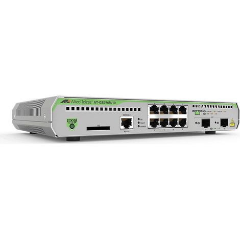 Allied Telesis AT-GS970M/10PS-50 Managed L3 Gigabit Ethernet (10/100/1000) Power over Ethernet (PoE) 1U Schwarz, Grau