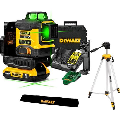 DeWalt DCLE34031D1 18V XR Compact Green Laser 3 x 360 Degree + 2.0Ah + Tripod (1/4)