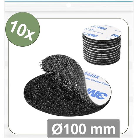 Quadrios 25CA664 Klettpunkte zum Aufkleben Haft- und Flauschteil (Ø) 100 mm Schwarz 10 St.