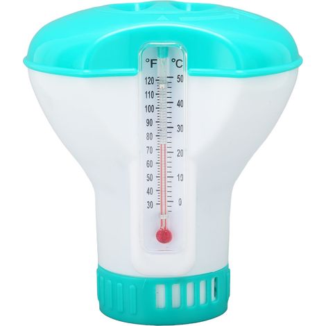 Distributeur de produits chimiques pour spa avec thermomètre, bleu lac, flotteur réutilisable pour pastilles de chlore de piscine