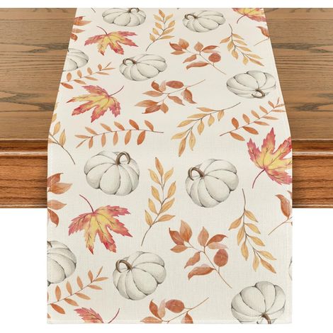 Tovaglia autunnale con zucche e foglie arancioni, 40140 cm - Decorazione stagionale per la tavola del soggiorno, ideale per feste e vacanze al chiuso (1/5)