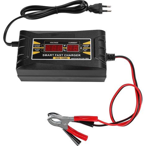 Chargeur de batterie voiture intelligent 14.5V 6A rapide automatique avec écran, alimentation EU 110V-240V (1/5)