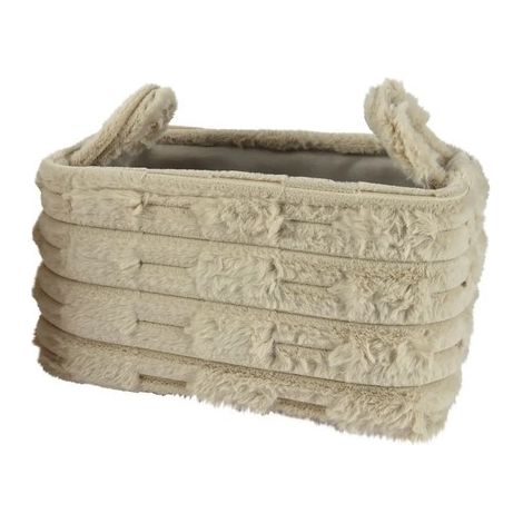 Cesto rettangolare piccolo con manici marrone chiaro 30x18x20 cm