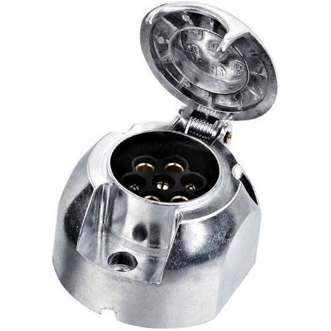 Prise Remorque en Métal 7 Broches, 12V Étanche Connecteur Prise Remorque en Métal 7 Broches Mâle, pour Caravane RV Voiture Bateau (Alliage d'aluminium) (1/4)