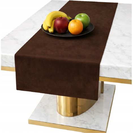 Runner da tavola in velluto marrone per tavolo 40x140 cm, liscio, classico, elegante marrone