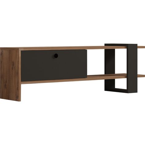 Mobile TV in legno "Ova" - 120 x 25 x 36 cm - Rovere antracite