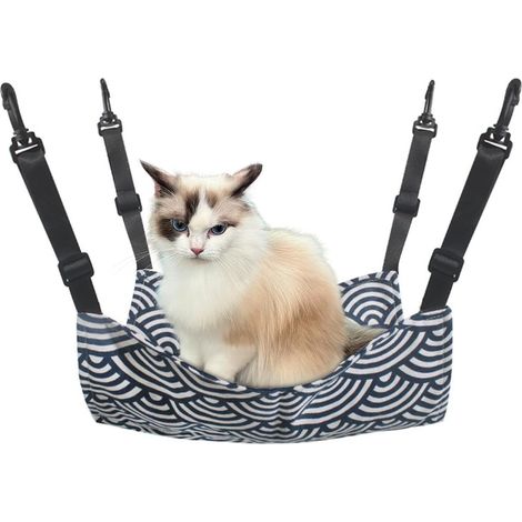 Hamac pour chat - Hamac suspendu pour chats - Coussin pour animaux - Avec crochets - Pour chatons, chiots et petits animaux - Sangles réglables - Balançoire pour animaux - Coussin pour chat - Pour cag (1/5)