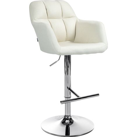 Sgabello da bar in tessuto Natoma crema Metallo in look cromato