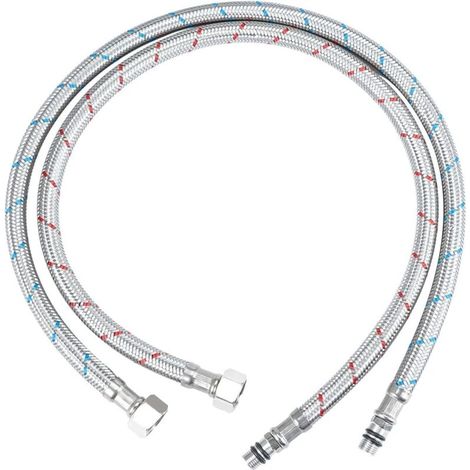 2 Pièces Tuyaux de Raccordement, Flexibles de Robinets G3/8 x M10, Tuyaux de Robinet de Cuisine Tressés en Acier Inoxydable Longueur de Tube 50cm (1/5)