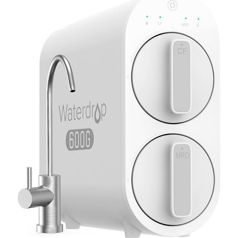 Système de Filtration d'Eau par Osmose Inverse, 2271 Litres, 600 GPD, 2:1 Pur à Égout, Sans Réservoir, 7 Étapes de Filtration d'Eau, Robinet en Nickel Brossé, WD-G2P600-W (1/5)