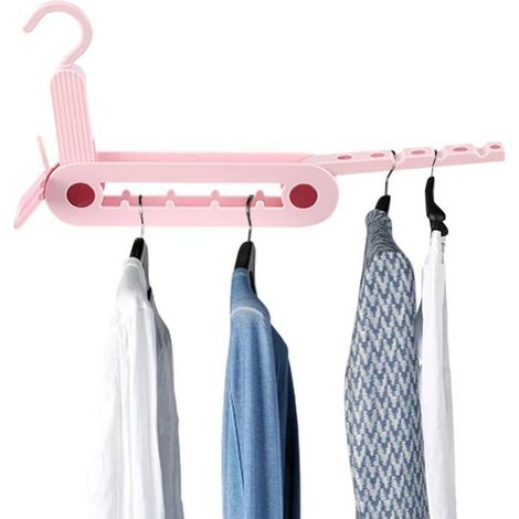 Porte-vêtements pliable multifonctionnel,Organisateur portable de blanchisserie Cintre d'étendoir, Cintre multi-trous avec design (1/5)