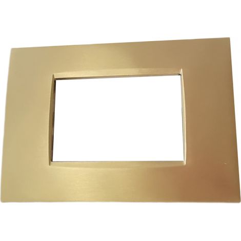 Placca 3 moduli oro spazzolato per Bticino Living air compatibile metallo