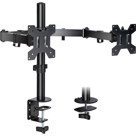 Futura Dual Monitor Arm for 13 to 27 Inch Screens - Dual Monitor Desk Mount with Clamp 90 Tilt and 360 Rotation & 180 Swivel (1/5)