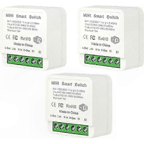 3er-Pack 16A WLAN-Smart-Schalter mit Stromüberwachung, kompatibel mit Alexa und Google Assistant, Mini-Leistungsschalter für die Hausautomation (1/3)