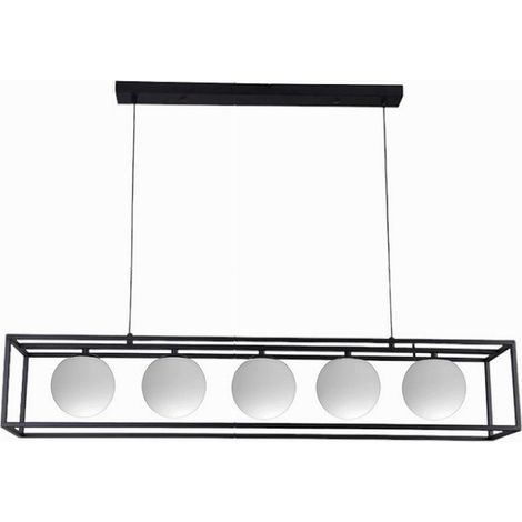 TrAdE Shop Traesio - Lampadario A Sospensione Da Soffitto Contemporaneo Nero Con 5 Sfere Vetro G9 B89 - (1/5)