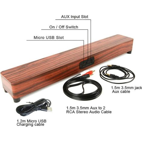 Enceinte Enceinte Soundbar Bois Aux Bluetooth 4.2 Sans Fil Smartphone Tv Tablette Pc (1/4)