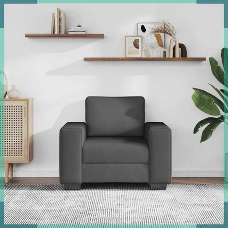 4105187 Fauteuil gris foncé 100x77x82 cm tissu velours ctelé (1/5)