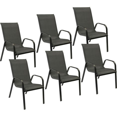 Set di 6 sedie MARBELLA in textilene grigio - alluminio grigio antracite