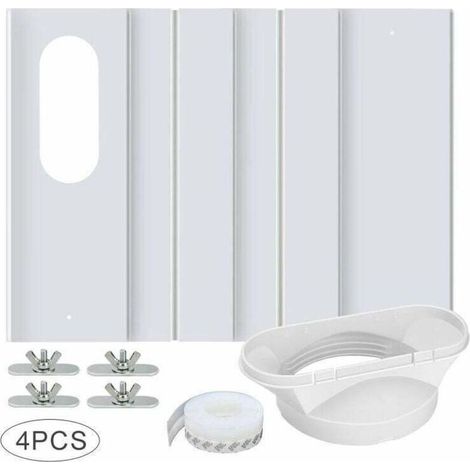 Ensemble de 4 plaques réglables pour climatiseur mobile – Longueur réglable 43-140 cm – PVC durable – Installation facile sur fenêtres coulissantes (1/5)