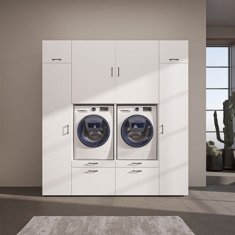 Roomart S2 Waschmaschinen-Doppelschrank 224 cm, Weiß