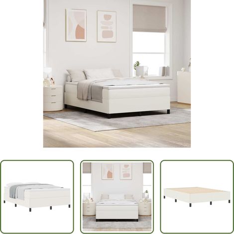 vidaXL Design minimaliste - Lit à ressorts Crème 140 x 200 cm Tissu en velours côtelé (1/5)