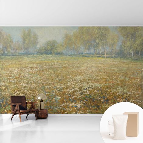 Fototapete Vliestapete mit Kleber - modern Wohnzimmer - Wanddekoration - einfach anzubringen Blühendes Feld 416x254 cm (1/5)