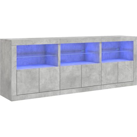 GBLY Sideboard mit LED-Leuchten Betongrau 181,5x37x67 cm (1/5)