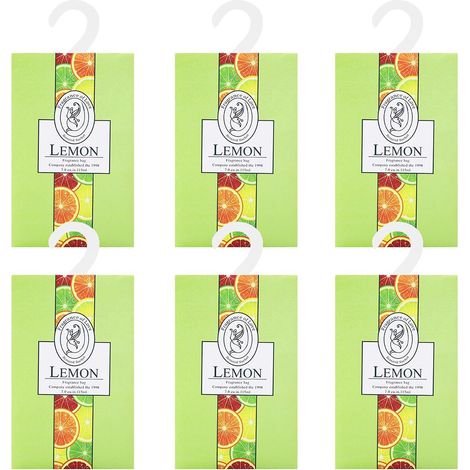 Pack of 6 Scented Wardrobe Bags, Scented Wardrobe Smells Good Home, Home Fragrance Home Scent, Deodorising Clothes Wardrobe Sachets, Lavender Closets, Car Fragrance (6 Lemon) (1/5)