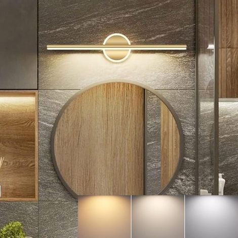 Modern 40cm Wall Lamp - 10W LED Vanity Light with 3 Color Temperatures - Bathroom Dressing Table Lamp - Illuminated Dressing Mirror - Gold (1/5)