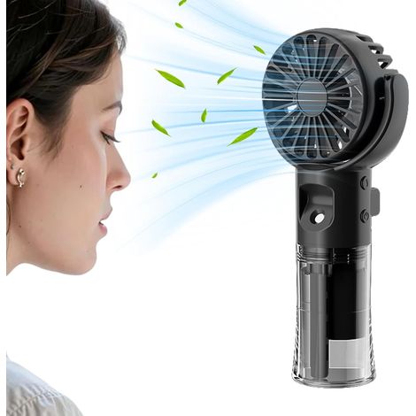 Portable misting fan Rechargeable portable fan - 4-speed portable cooler, hiking cooler, Black (1/5)