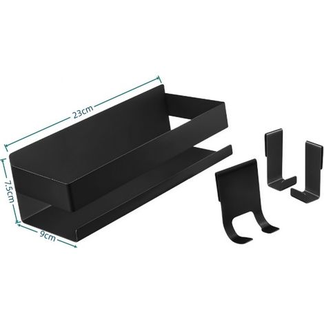 Étagère de salle de bain Irovami sans perçage en acier inoxydable, noire
