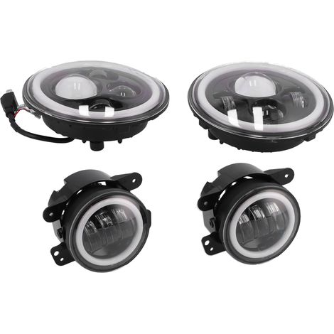 4-in-1 LED-Nebelscheinwerfer- und Halo-Scheinwerfer-Set, zweifarbig Weiß/Gelb, kompatibel mit Jeep Wrangler JK 2007–2018, Fahrzeugbeleuchtung (1/5)