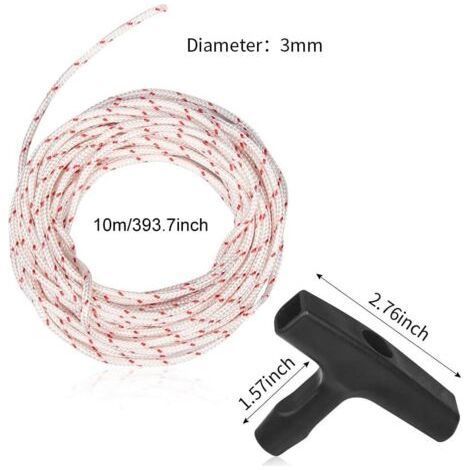 Cavo di avviamento 3,0 mm 10 metri con maniglia a 3 parti per motori di tosaerba, motoseghe e sfalcianti (1/4)