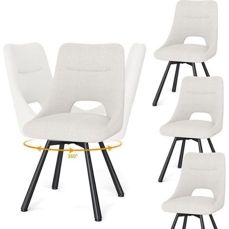 WAFTING Chaise Pivotante à 360°, Lot de 4 Chaises de Salle à Manger Scandinave, Chaises de Cuisine avec Pieds en Métal, Beige (1/5)
