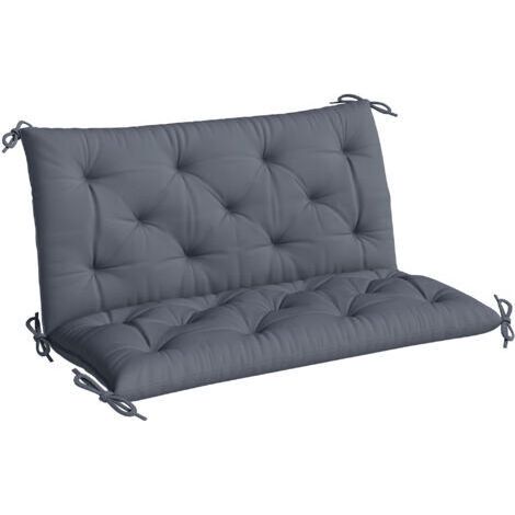 Coussin de banc matelas assise dossier pour banc de jardin coussin balancelle canapé 3 places grand confort 100 x 98 x 8 cm gris (1/5)