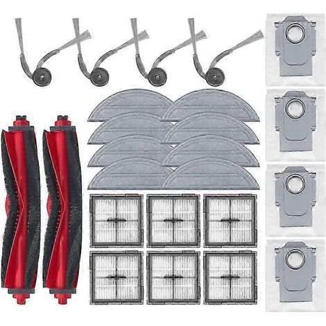 Lot de 24 pièces pour Roborock Q10 S5/Q10 S5+/Q10 X5/Q10 X5+/Q10 VF/Q10 VF+ : brosse principale, filtre, chiffon de nettoyage et sac à poussière. (1/5)