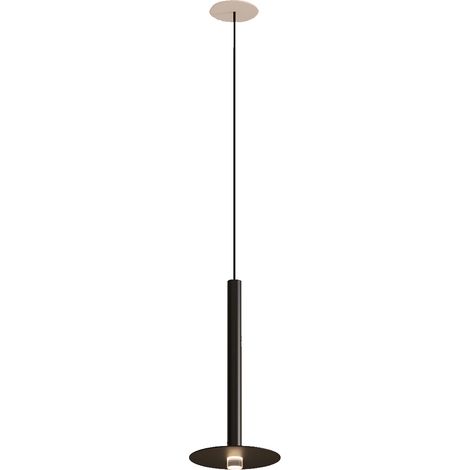 Lámpara Colgante de Techo de Diseño Minimalista con Luz LED 3.2W 169lm. Lámpara Suspendida con Luz Cálida 2700K. Florón Empotrable. Color Negro Mate